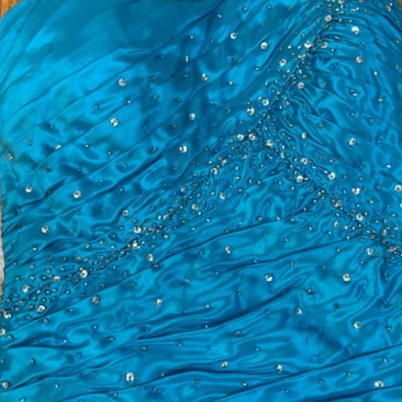 Juniors Teal Color Party Dress Size 1/2 - Picture 7 of 9